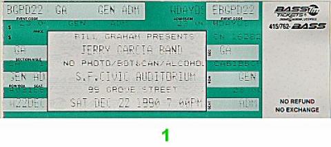Jerry Garcia Band Vintage Ticket