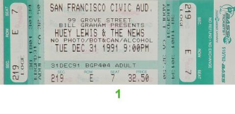 Huey Lewis & the News Vintage Ticket