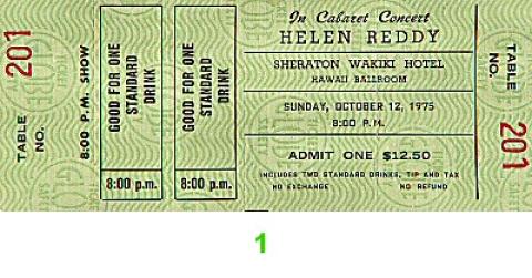 Helen Reddy Vintage Ticket