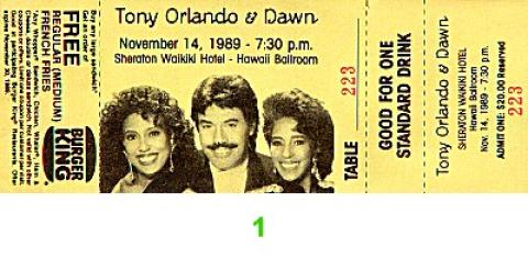 Tony Orlando Vintage Ticket