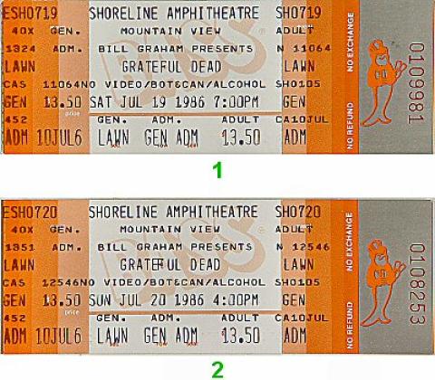 Grateful Dead Vintage Ticket