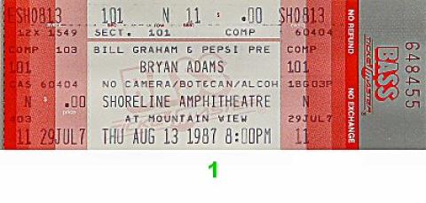Bryan Adams Vintage Ticket