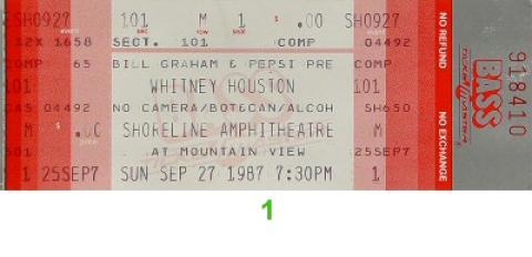 Whitney Houston Vintage Ticket