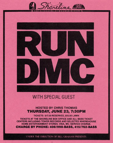 Run-D.M.C. Vintage Concert Handbill from Shoreline Amphitheatre