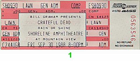 Grateful Dead Vintage Ticket