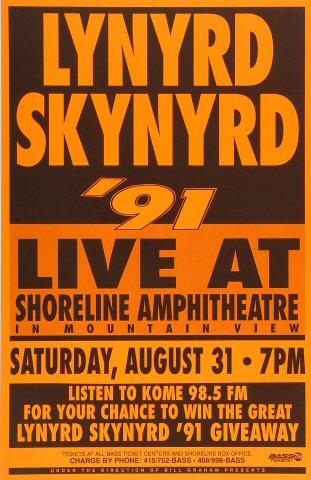 Lynyrd Skynyrd Vintage Concert Poster from Shoreline Amphitheatre