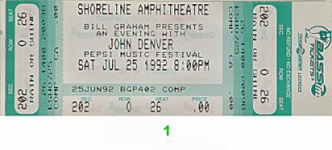 John Denver Vintage Ticket