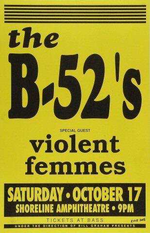 The B-52's Vintage Concert Poster from Shoreline Amphitheatre, Oct