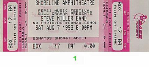 Steve Miller Band Vintage Ticket