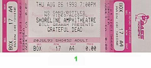 Grateful Dead Vintage Ticket
