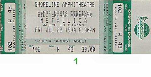Metallica Vintage Ticket