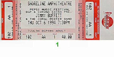 Jimmy Buffett Vintage Ticket