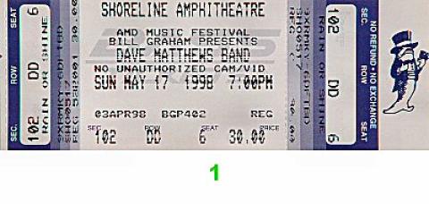 Dave Matthews Band Vintage Ticket