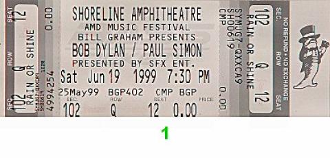 Bob Dylan Vintage Ticket
