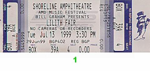 Sarah McLachlan Vintage Ticket