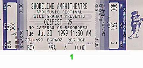 Black Sabbath Vintage Ticket