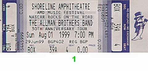 The Allman Brothers Band Vintage Ticket