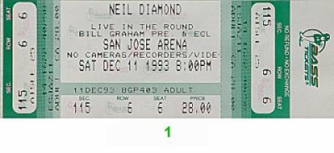 Neil Diamond Vintage Ticket
