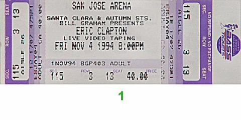 Eric Clapton Vintage Ticket