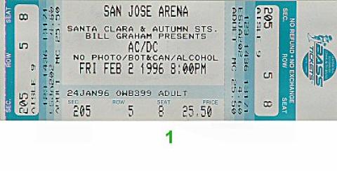AC/DC Vintage Ticket
