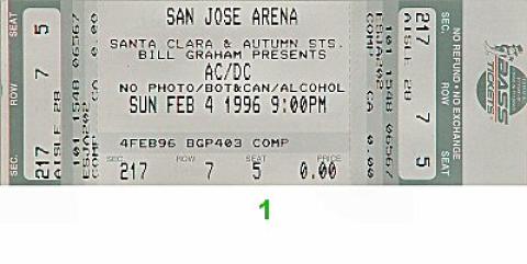 AC/DC Vintage Ticket