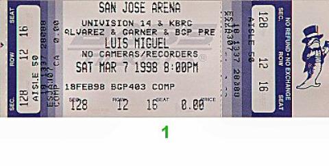 Luis Miguel Vintage Ticket