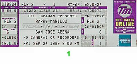 Barry Manilow Vintage Ticket