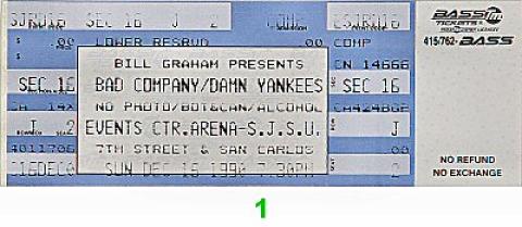 Bad Company Vintage Ticket