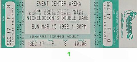 Nickelodeon's Double Dare Vintage Ticket