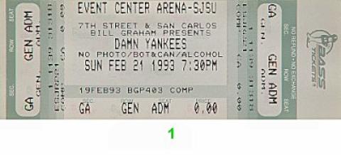 Damn Yankees Vintage Ticket