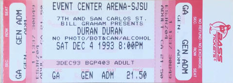 Duran Duran Vintage Ticket