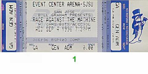 Rage Against the Machine Vintage Ticket