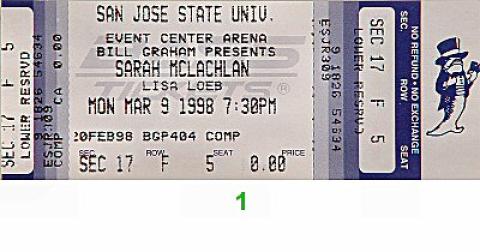 Sarah McLachlan Vintage Ticket