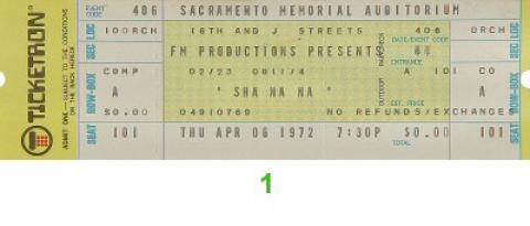 Sha Na Na Vintage Ticket