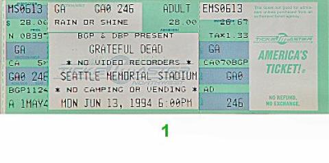 Grateful Dead Vintage Concert Vintage Ticket from Henry J. Kaiser
