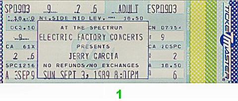 Jerry Garcia Band Vintage Ticket