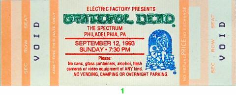 Grateful Dead Vintage Ticket