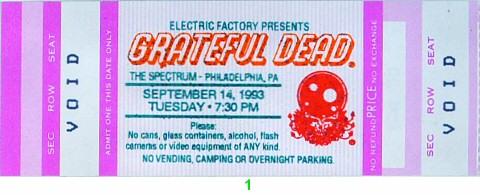 Grateful Dead Vintage Ticket