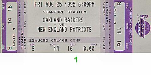 Oakland Raiders vs. New England Patriots Vintage Ticket