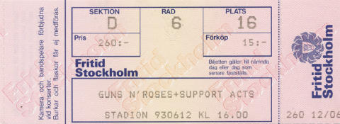 Guns N' Roses Vintage Ticket