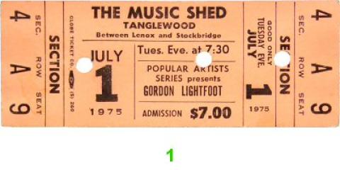 Gordon Lightfoot Vintage Ticket