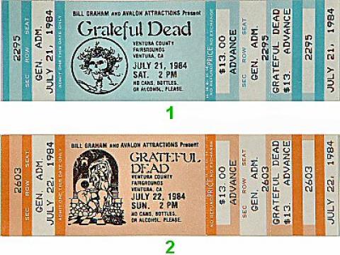 Grateful Dead Vintage Ticket