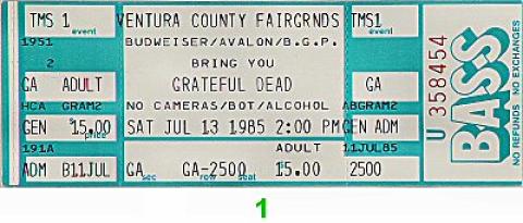 Grateful Dead Vintage Ticket