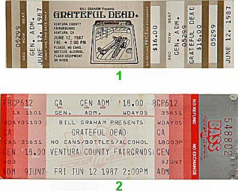Grateful Dead Vintage Ticket