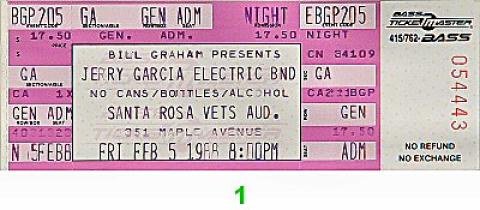 Jerry Garcia Band Vintage Ticket