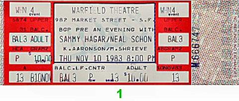 Sammy Hagar Vintage Ticket