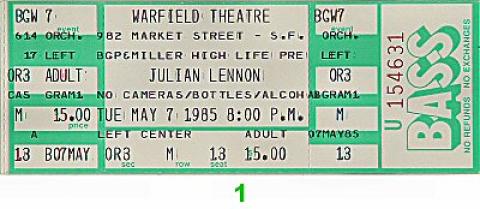 Julian Lennon Vintage Ticket