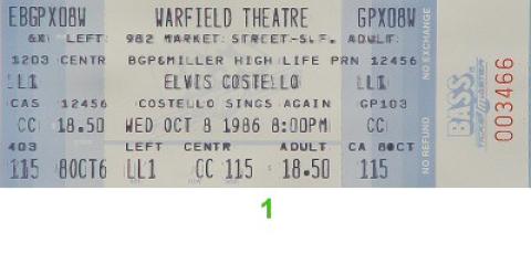 Elvis Costello Vintage Ticket