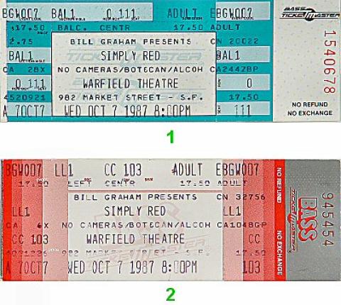 Simply Red Vintage Ticket