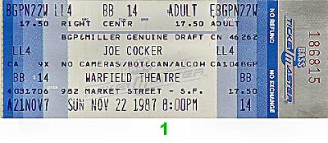 Joe Cocker Vintage Ticket